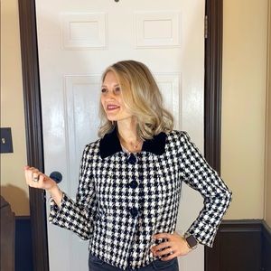 Tahari Black and White Checkered Blazer
